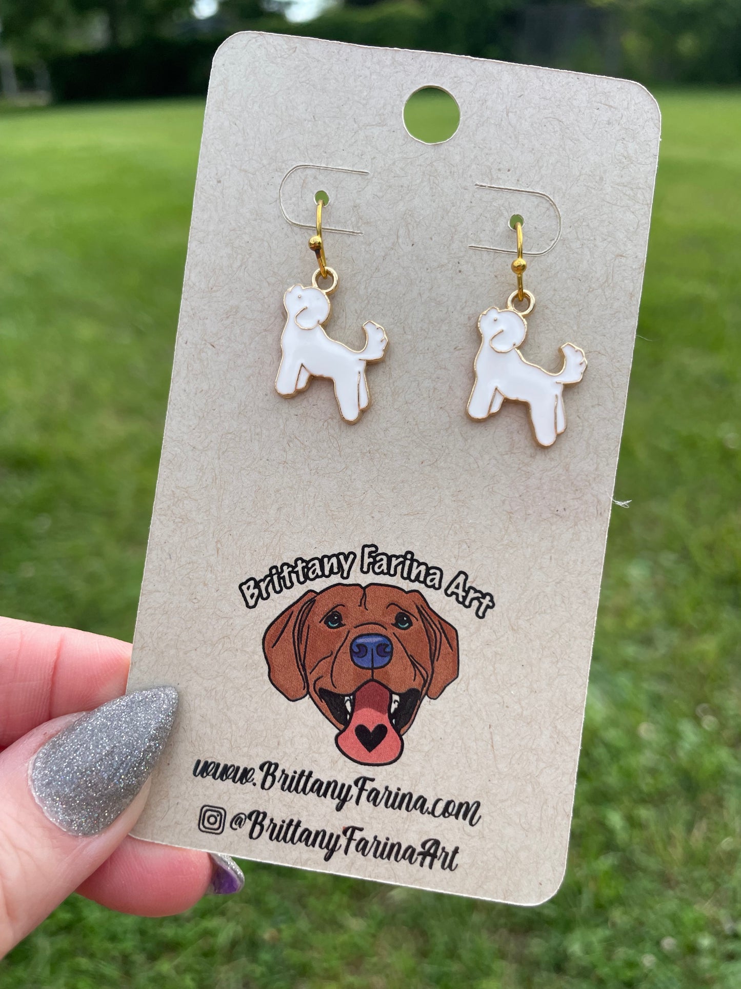 Little White Dog Earrings & Necklace || Bichon Frisée || Cockapoo || Labradoodle