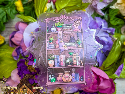Witch Shelves Suncatcher Window Cling, Lace Rainbow Refracting Window Decal