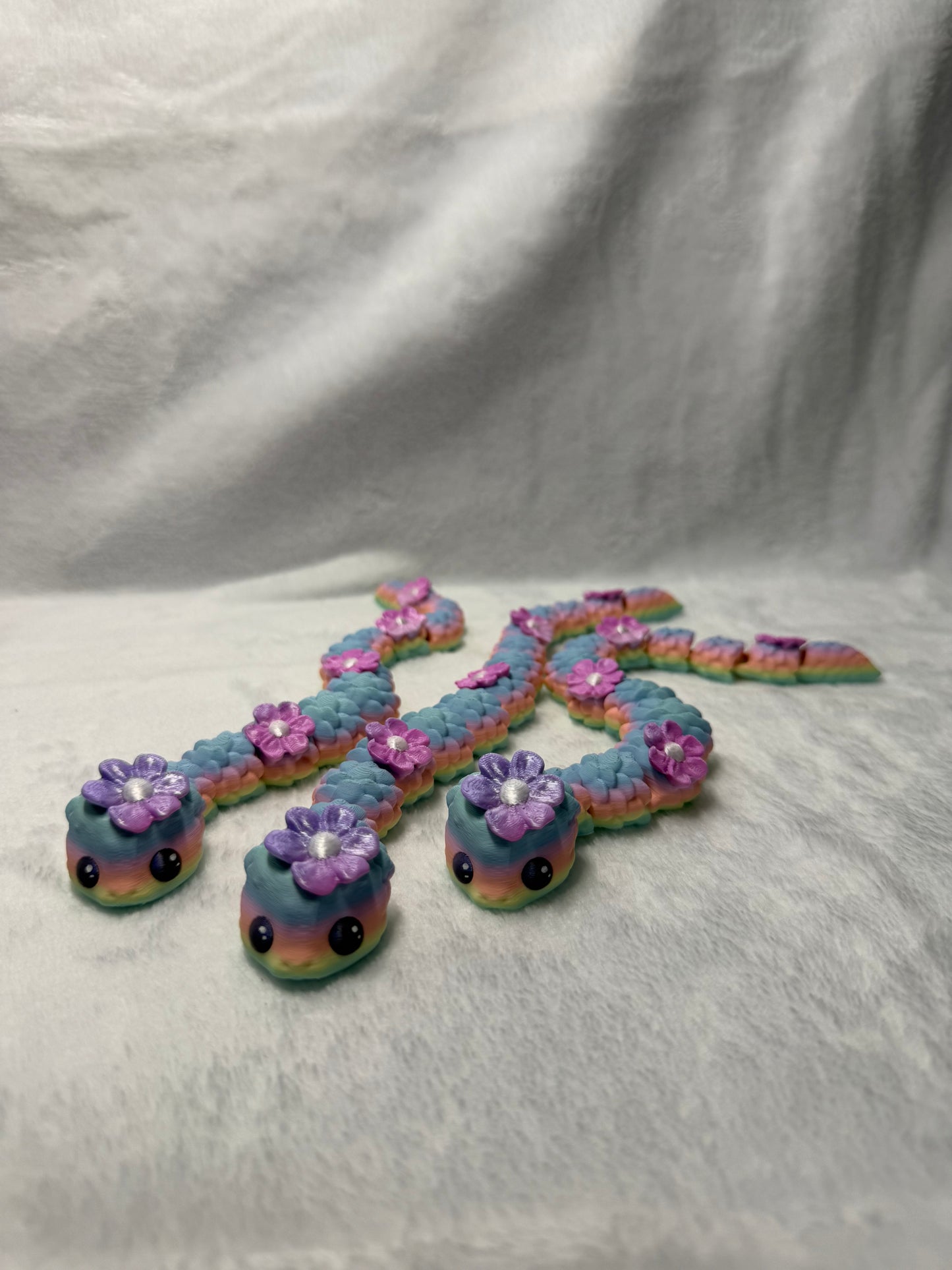 Floral Pastel Articulated Snake / 3D Printed