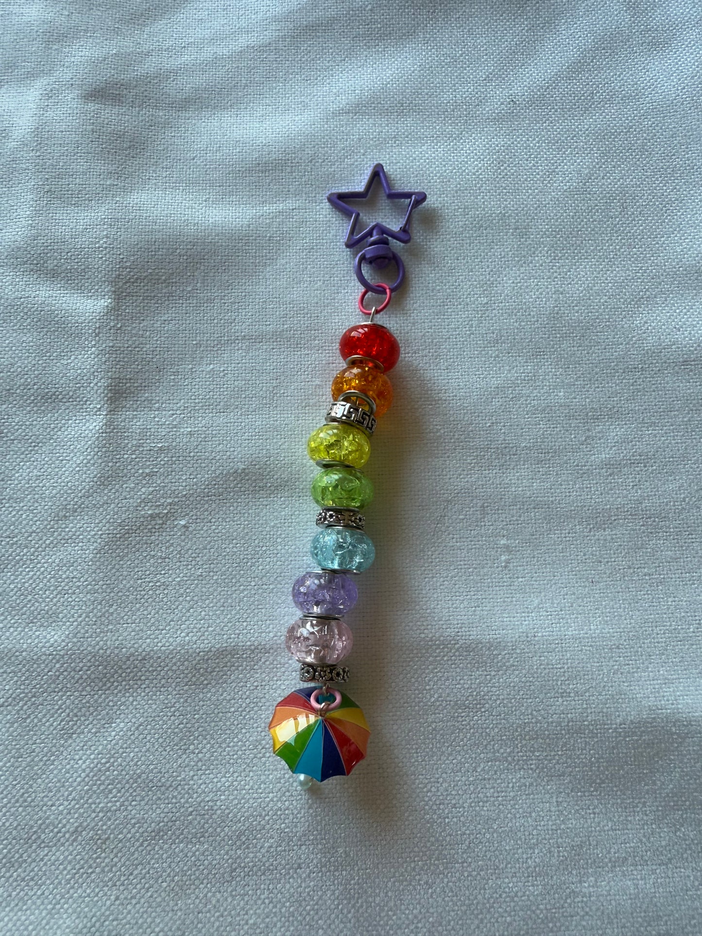 Rainbow Beaded Keychain