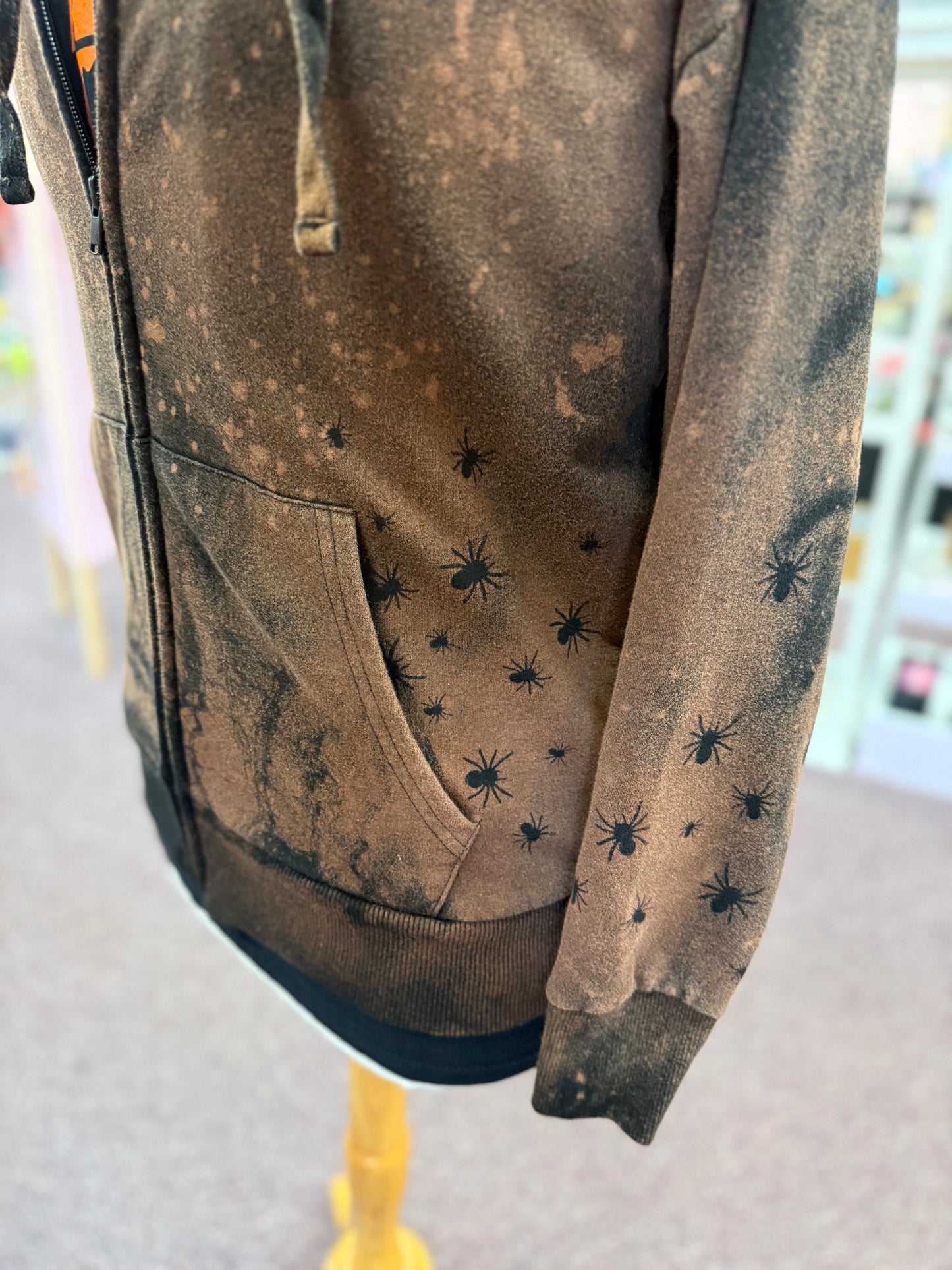 Hand Bleached Spider Zip Hoodie | Size Medium