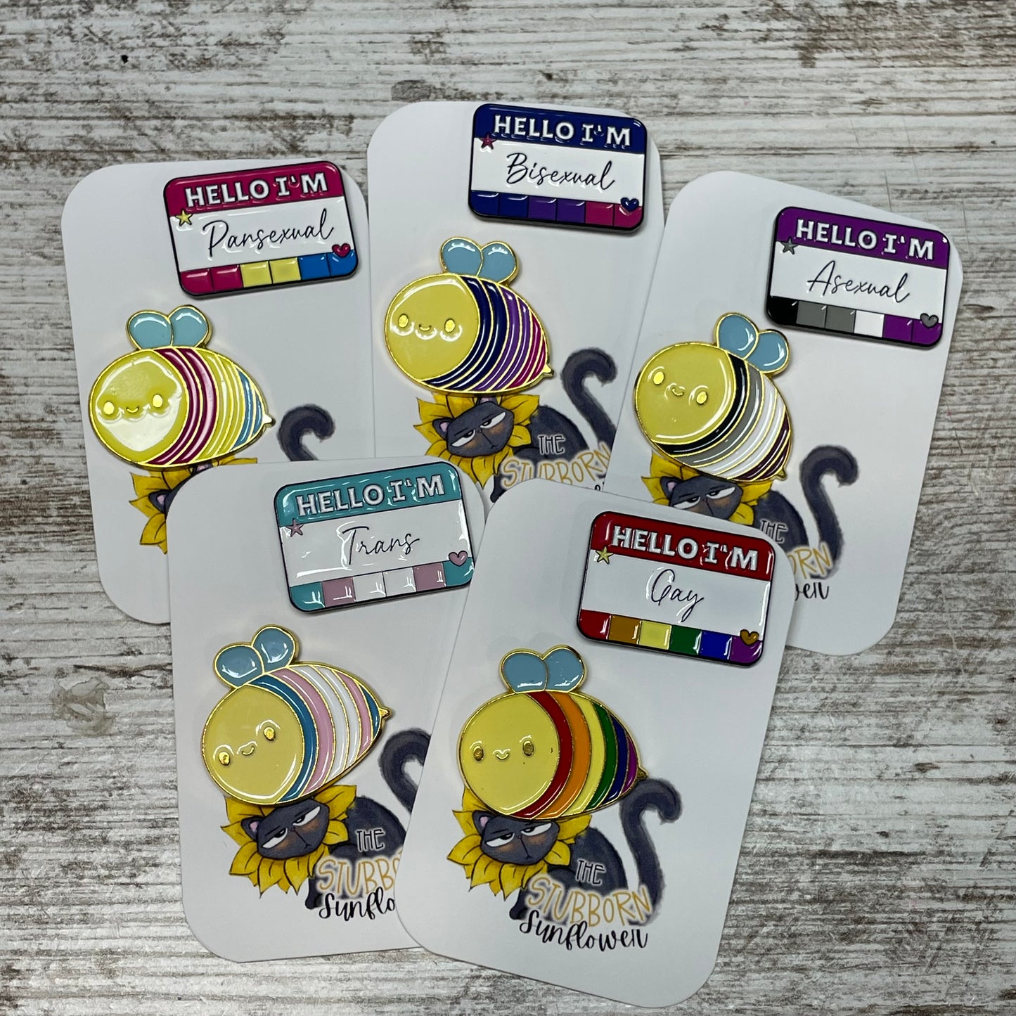 LGBT Bee & Pronoun Pin Set