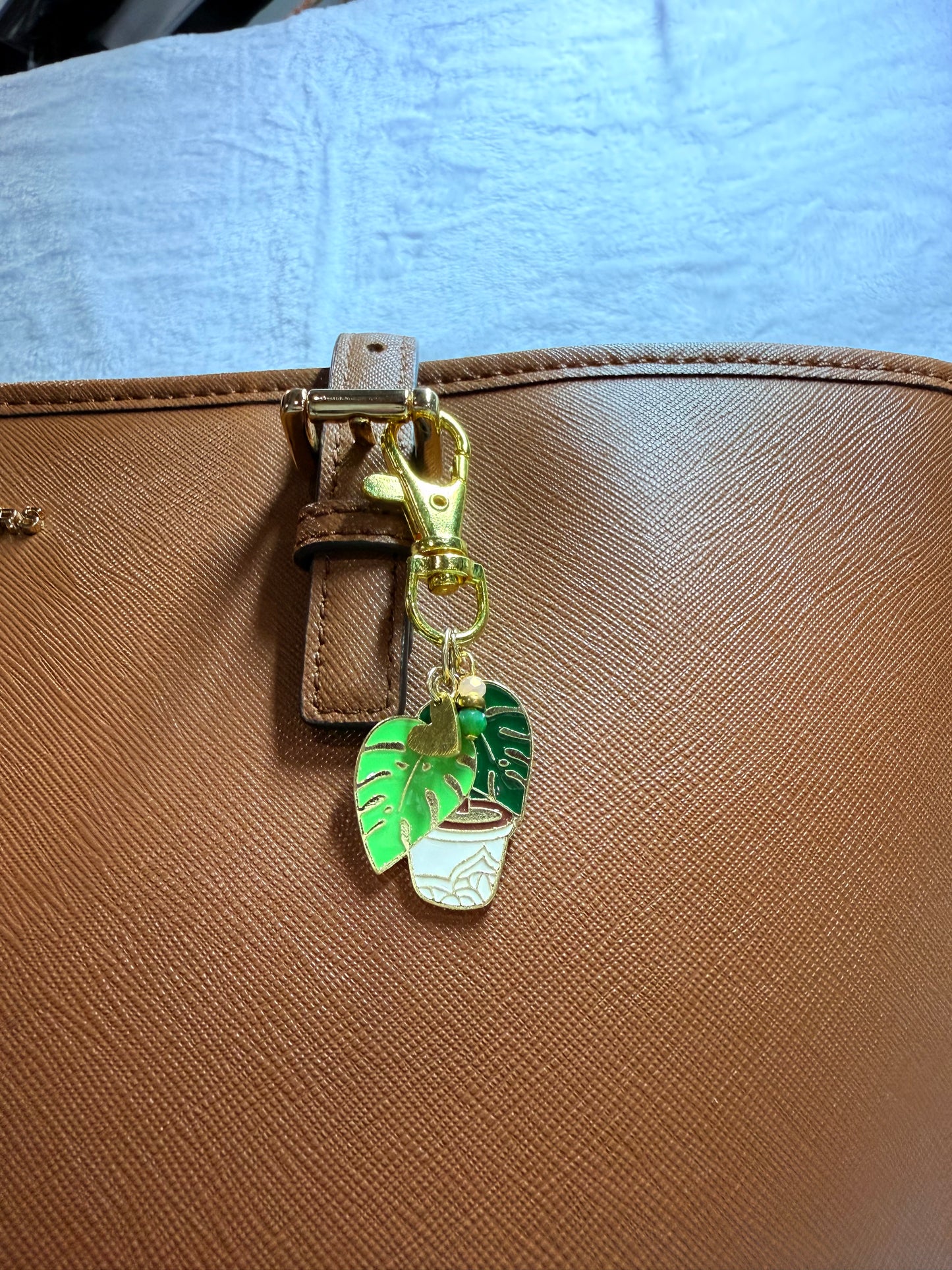 Green Monstera Bag Charm