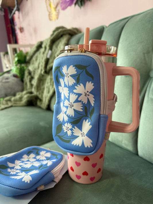 Blue Floral Tumbler Pouch