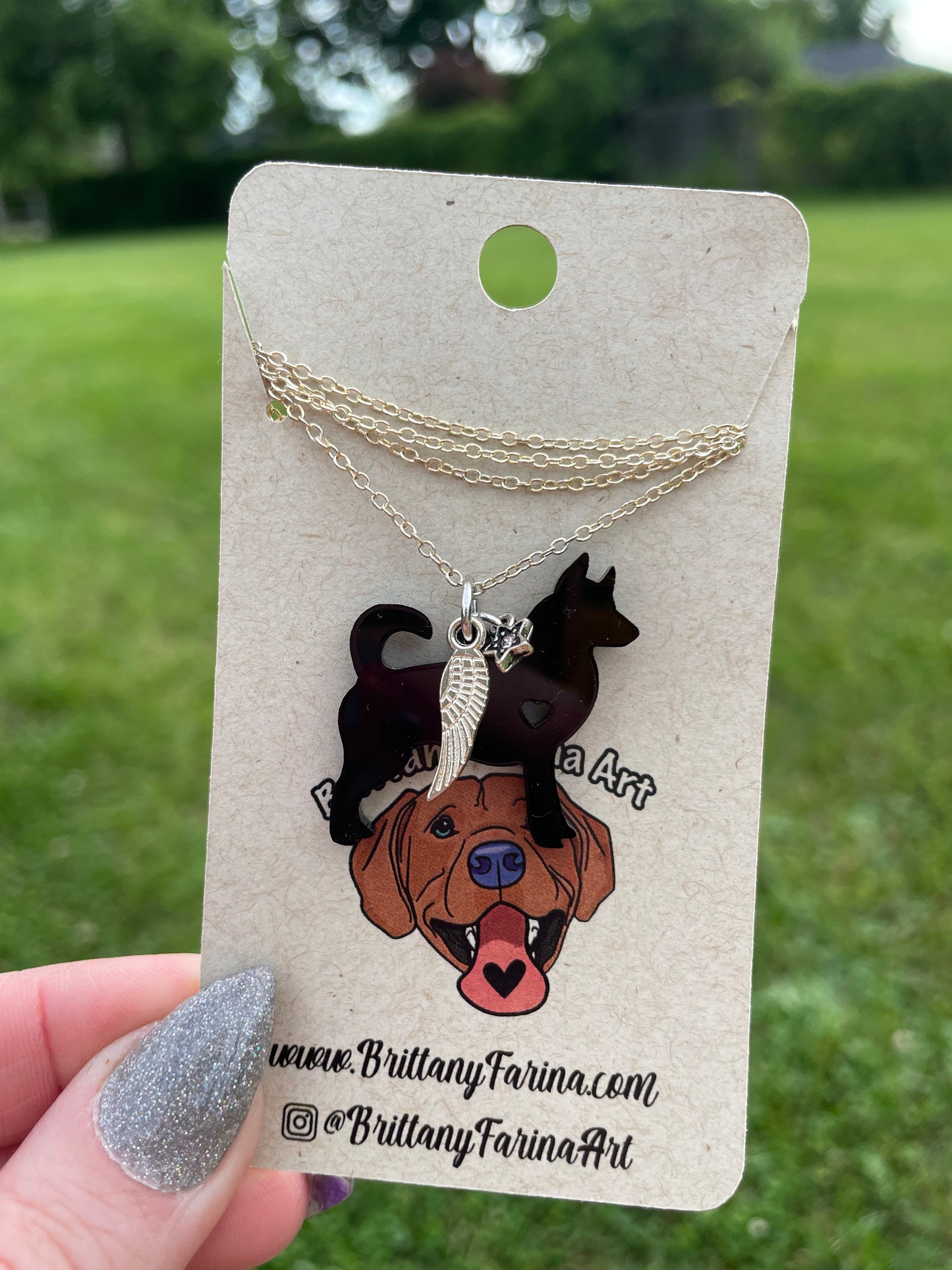 Shiba Inu Dog Necklace || Black Acrylic Charm