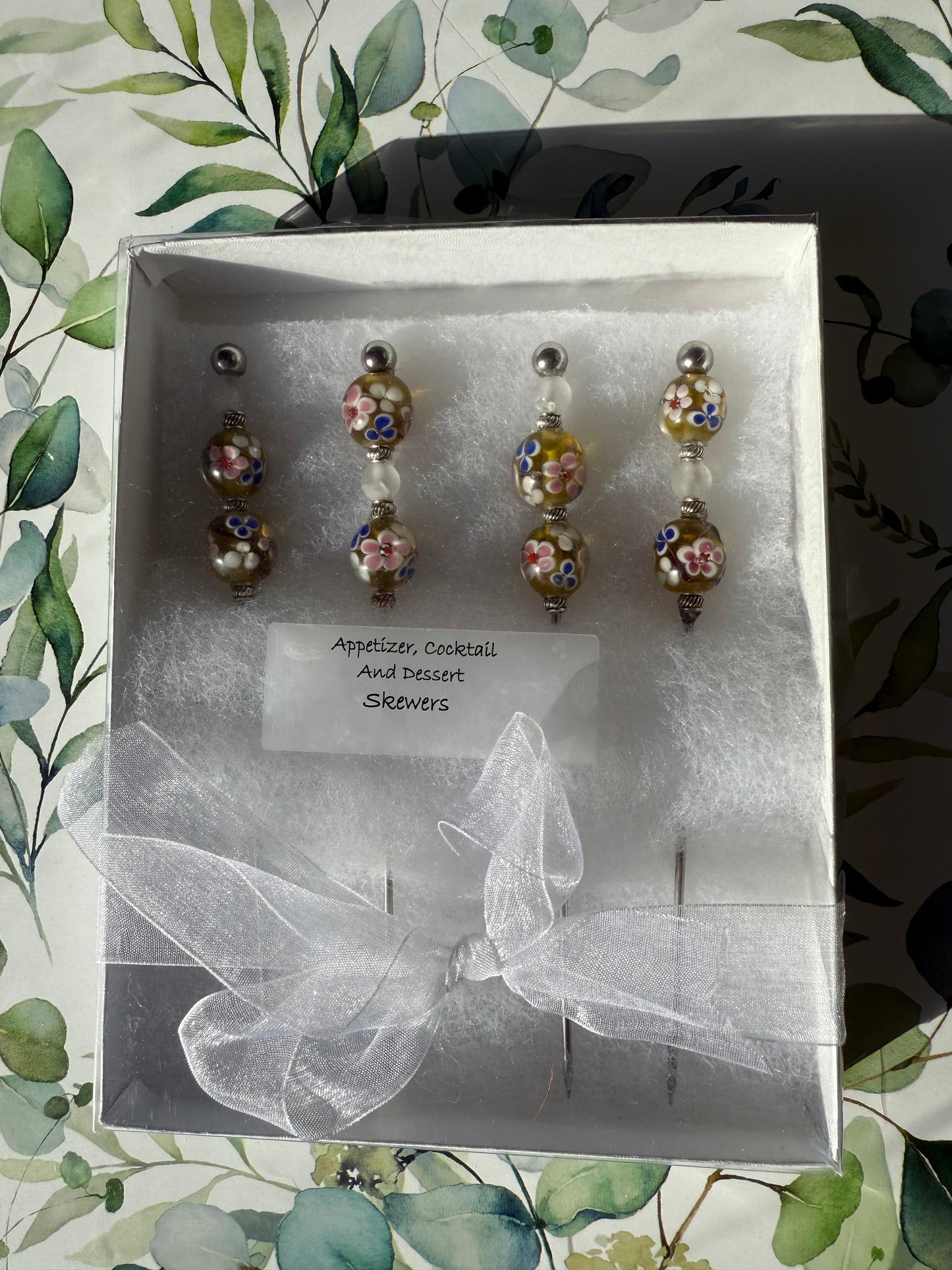 Yellow Floral 6” Appetizer Skewers