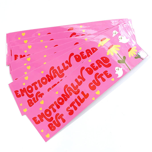 Emotionally Dead But Still Cute Ghost Floral Vinyl Sticker