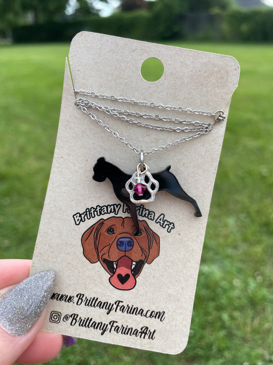 Boxer Dog Necklace || Black Acrylic Charm