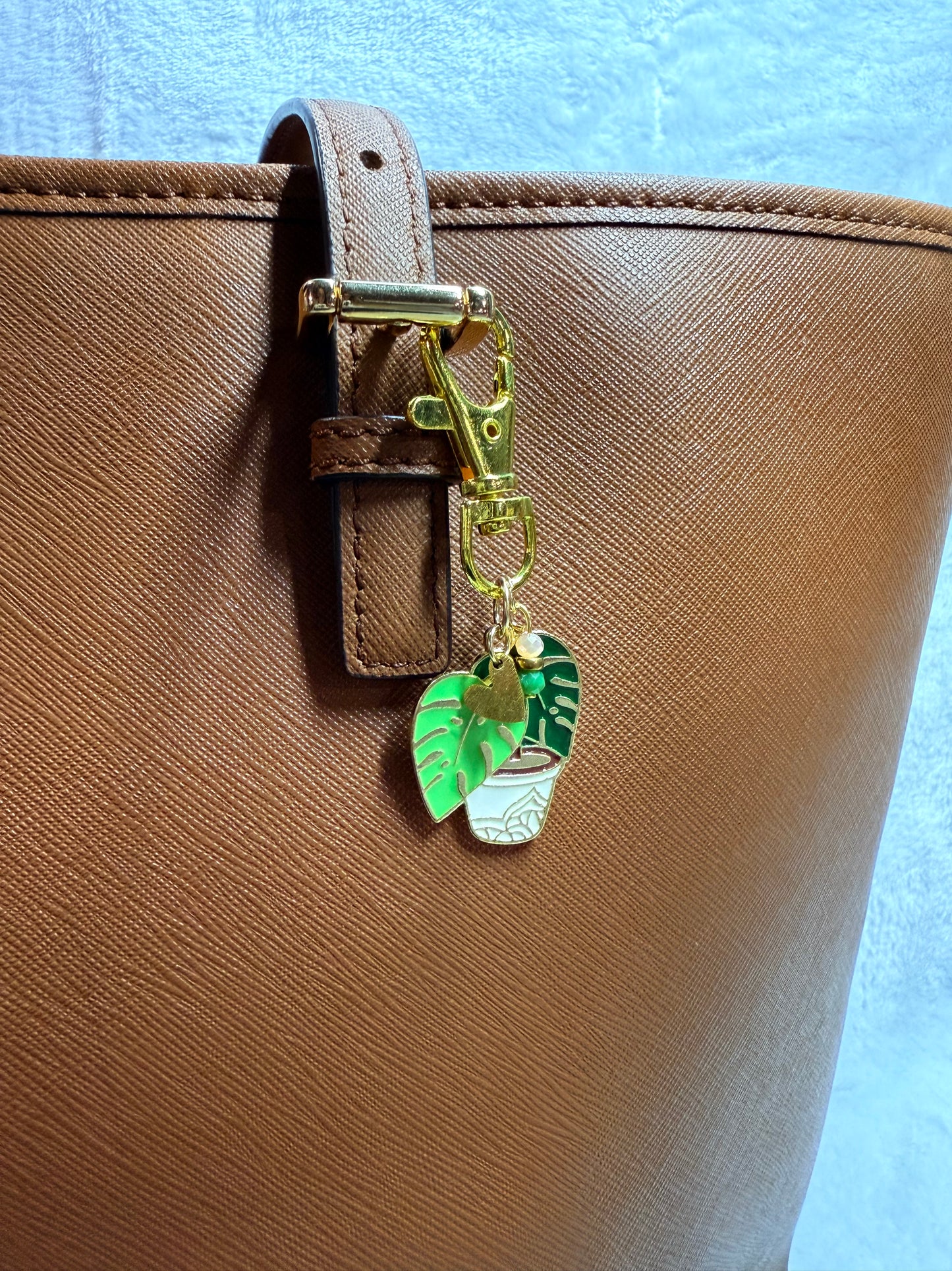 Green Monstera Bag Charm