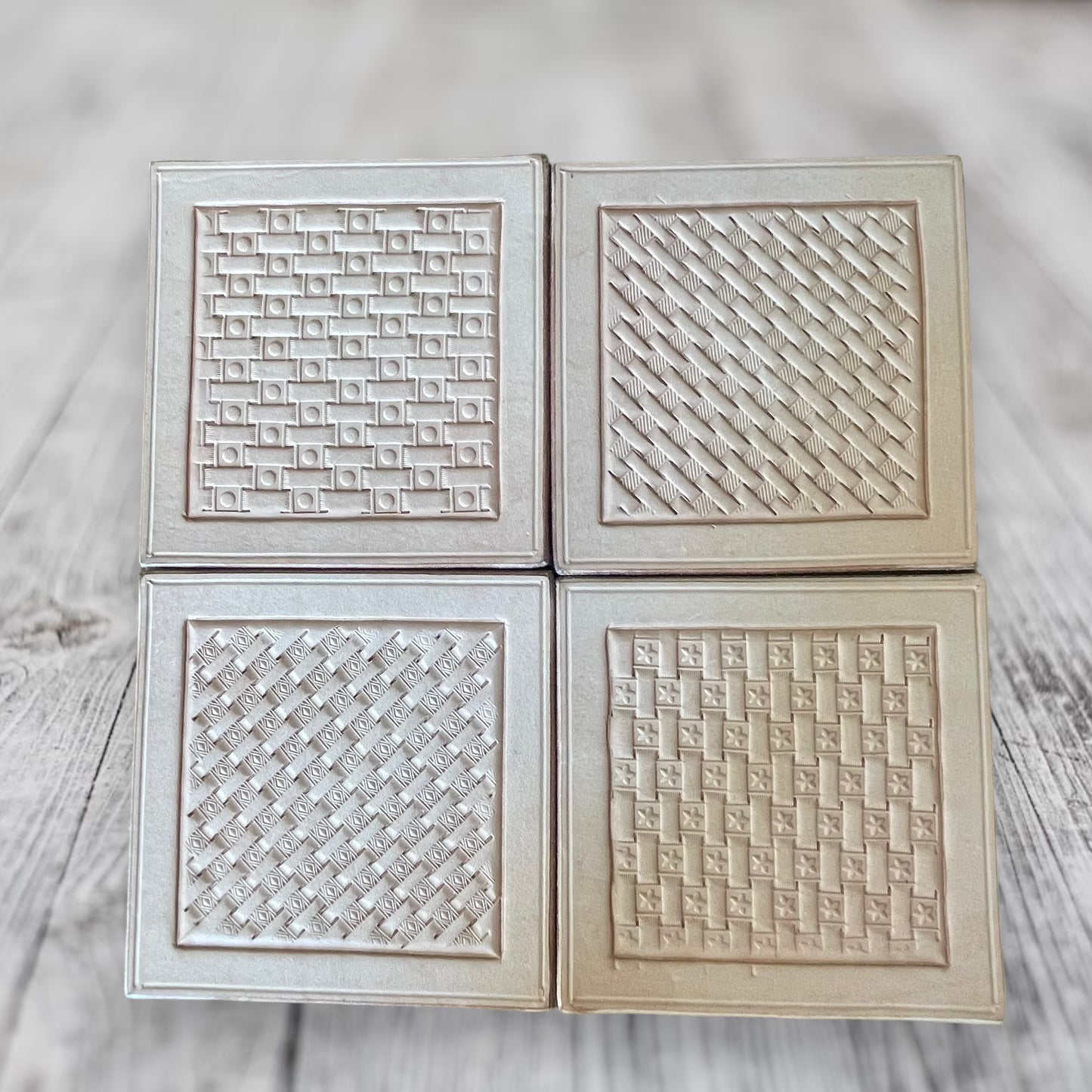 Hand-Tooled Leather Cork Backed Coasters