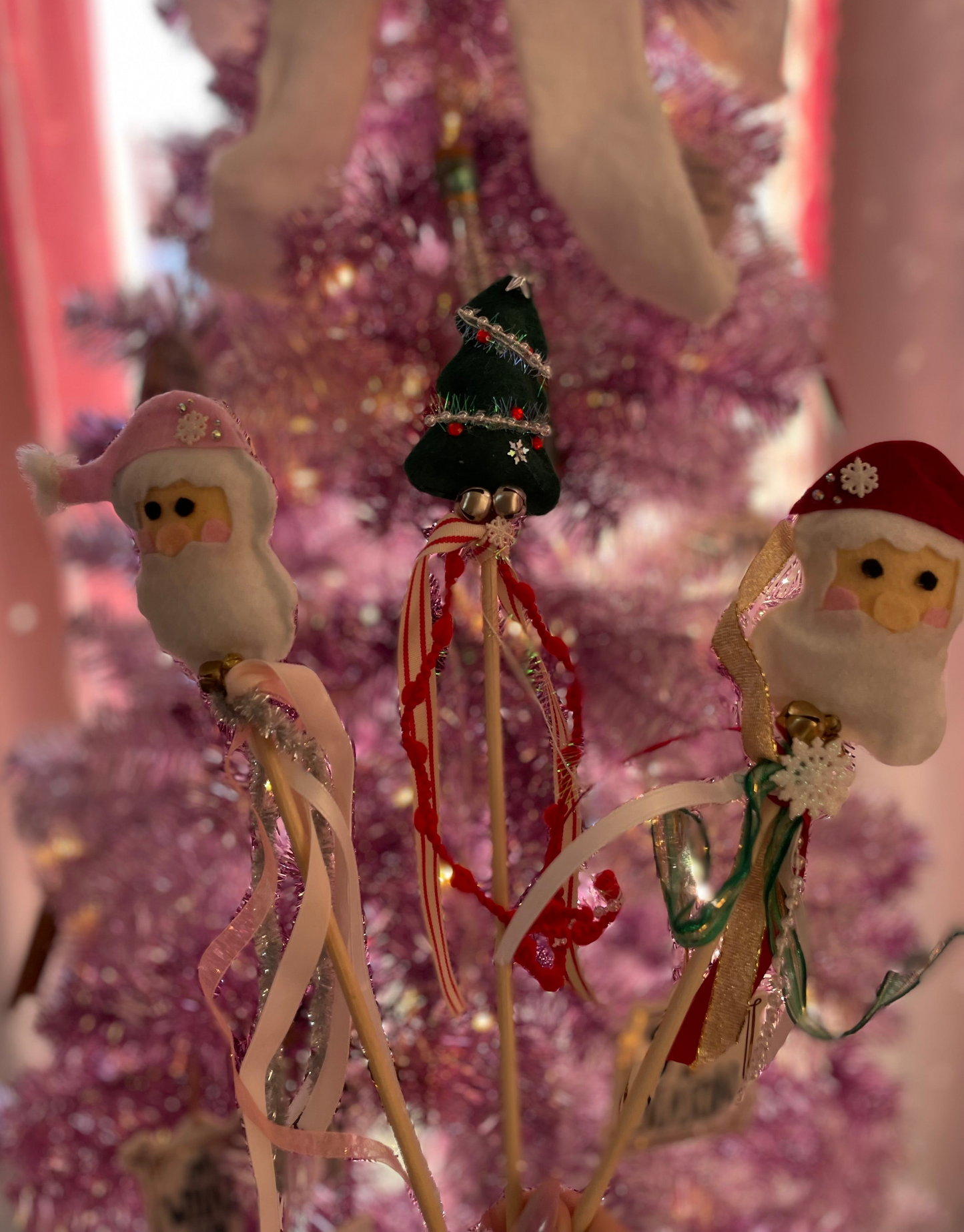 Whimsical Holiday Wand || Handcrafted Felt Santa