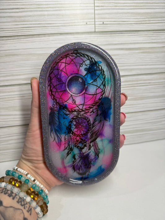 Oval Watercolor Dreamcatcher Tray