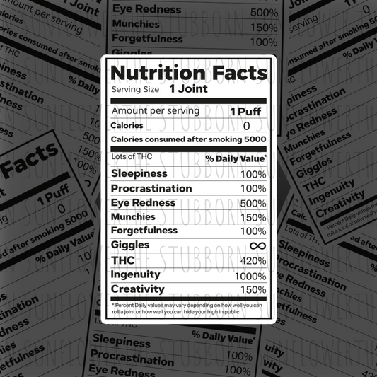 Joint Nutrition Facts Sticker