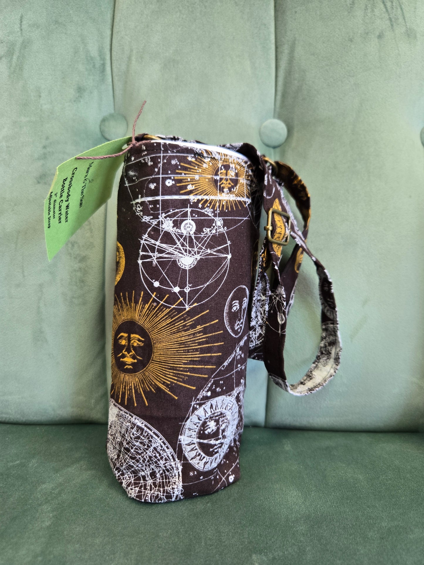 Crossbody Water Bottle Bag || Reclaimed Fabric || Upcycled Handmade