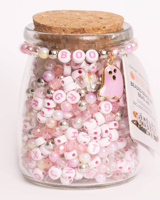 BOO Pastel Pink Letter Bead & Ghost Charm DIY Bead Jar