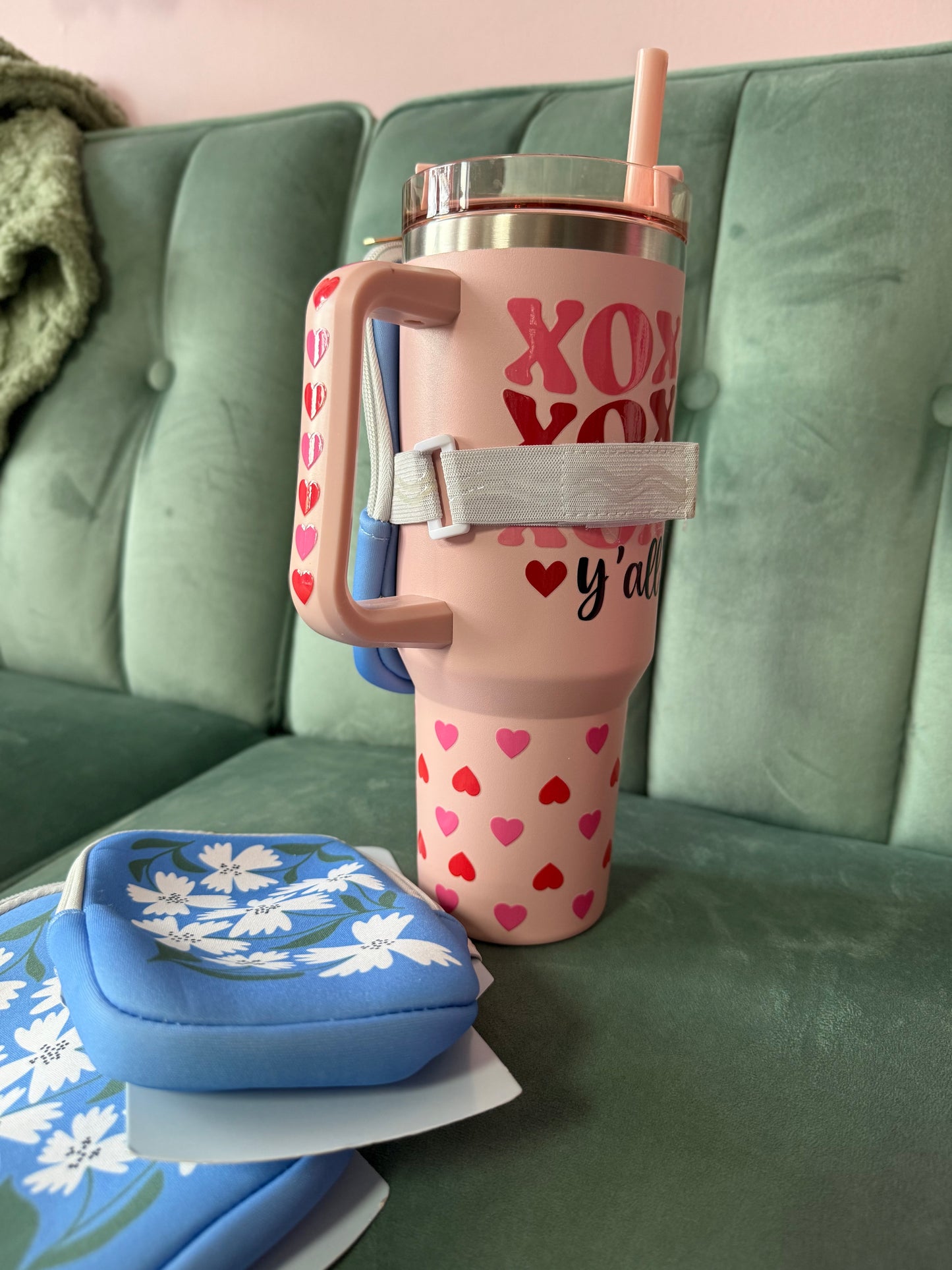 Blue Floral Tumbler Pouch