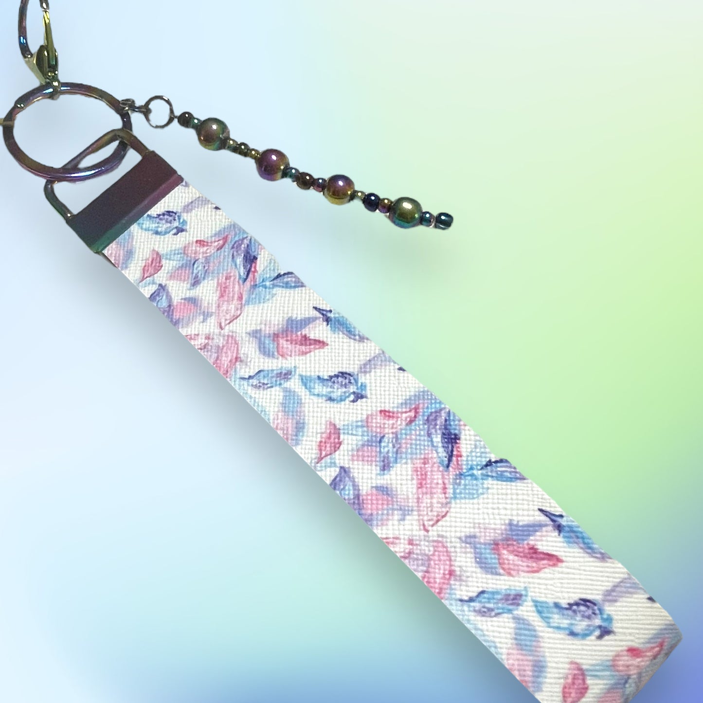 Feather Print Faux Leather Wristlet - with dangle