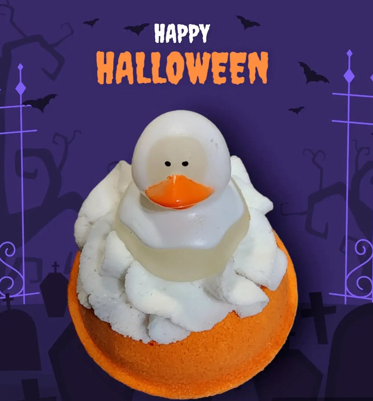 Halloween Mini Donut Bath bomb with Glow in the Dark Rubber