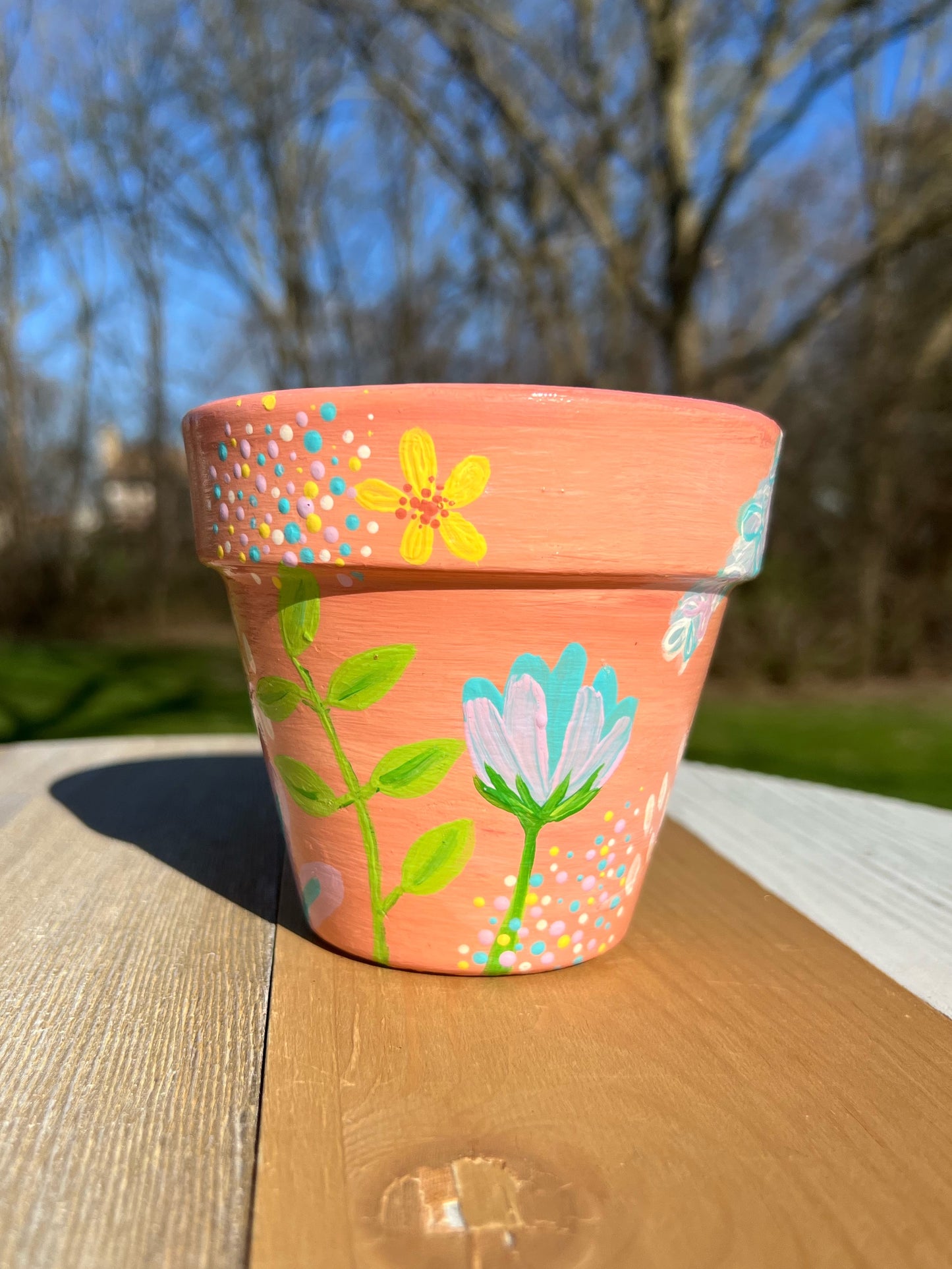 Hand painted Floral Flower Pot