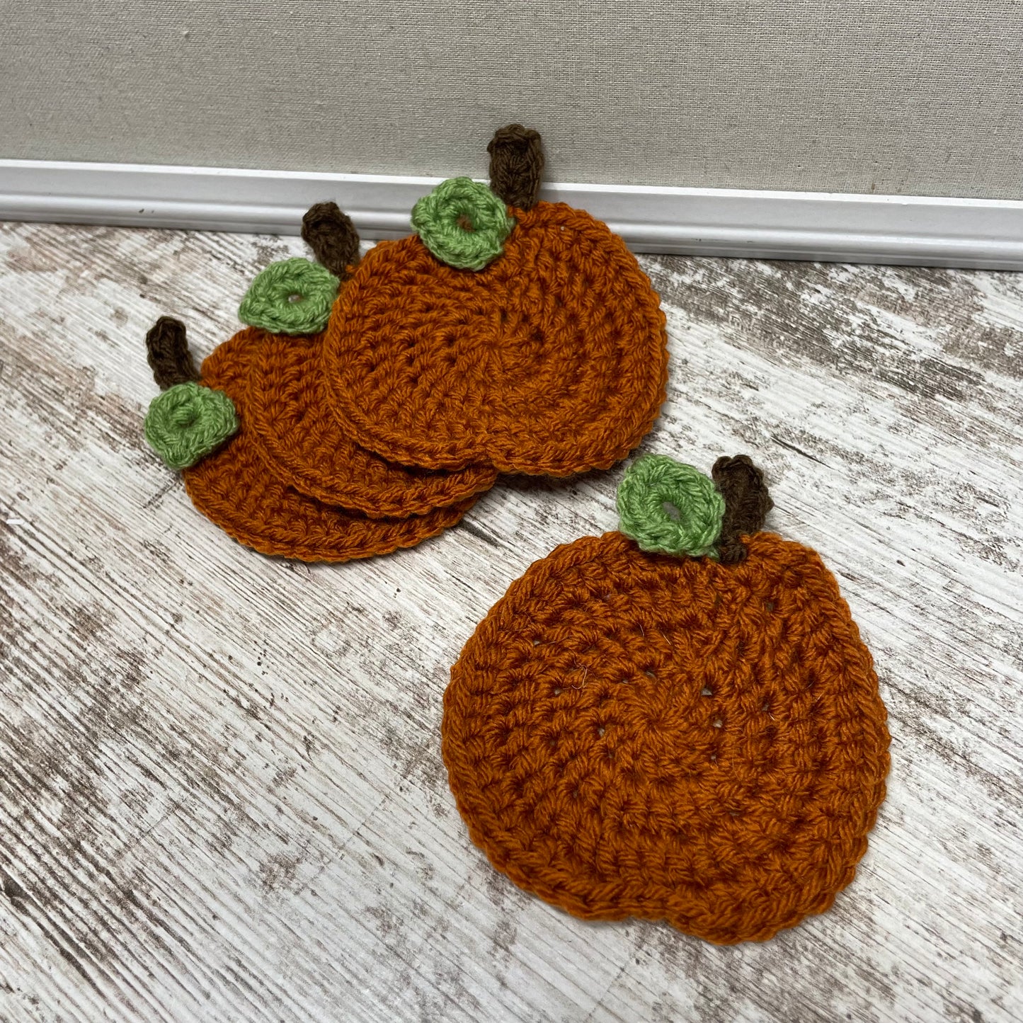 Crochet Pumpkin Coaster Set