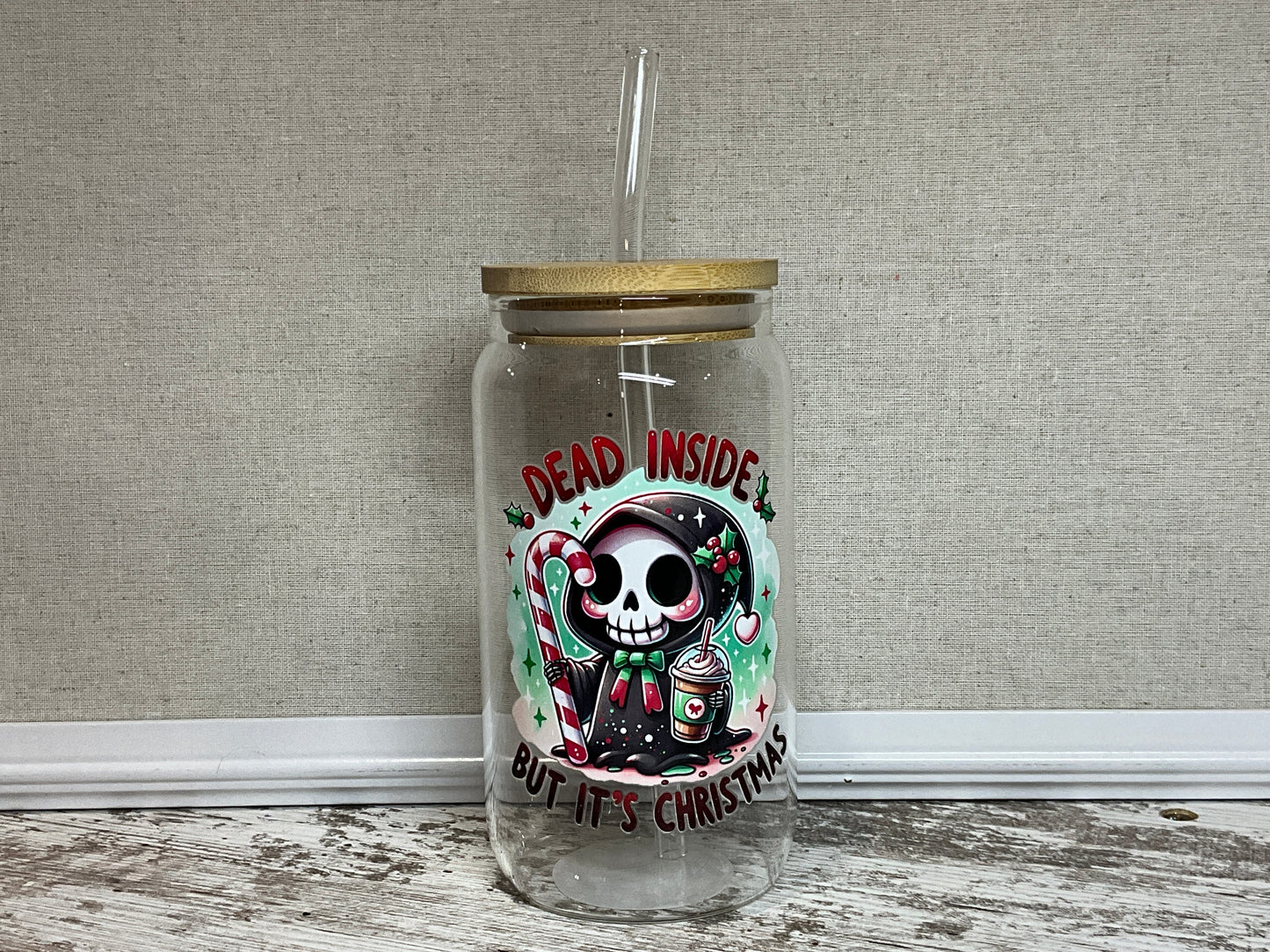 16oz Glass Tumbler - Dead Inside But It’s Christmas