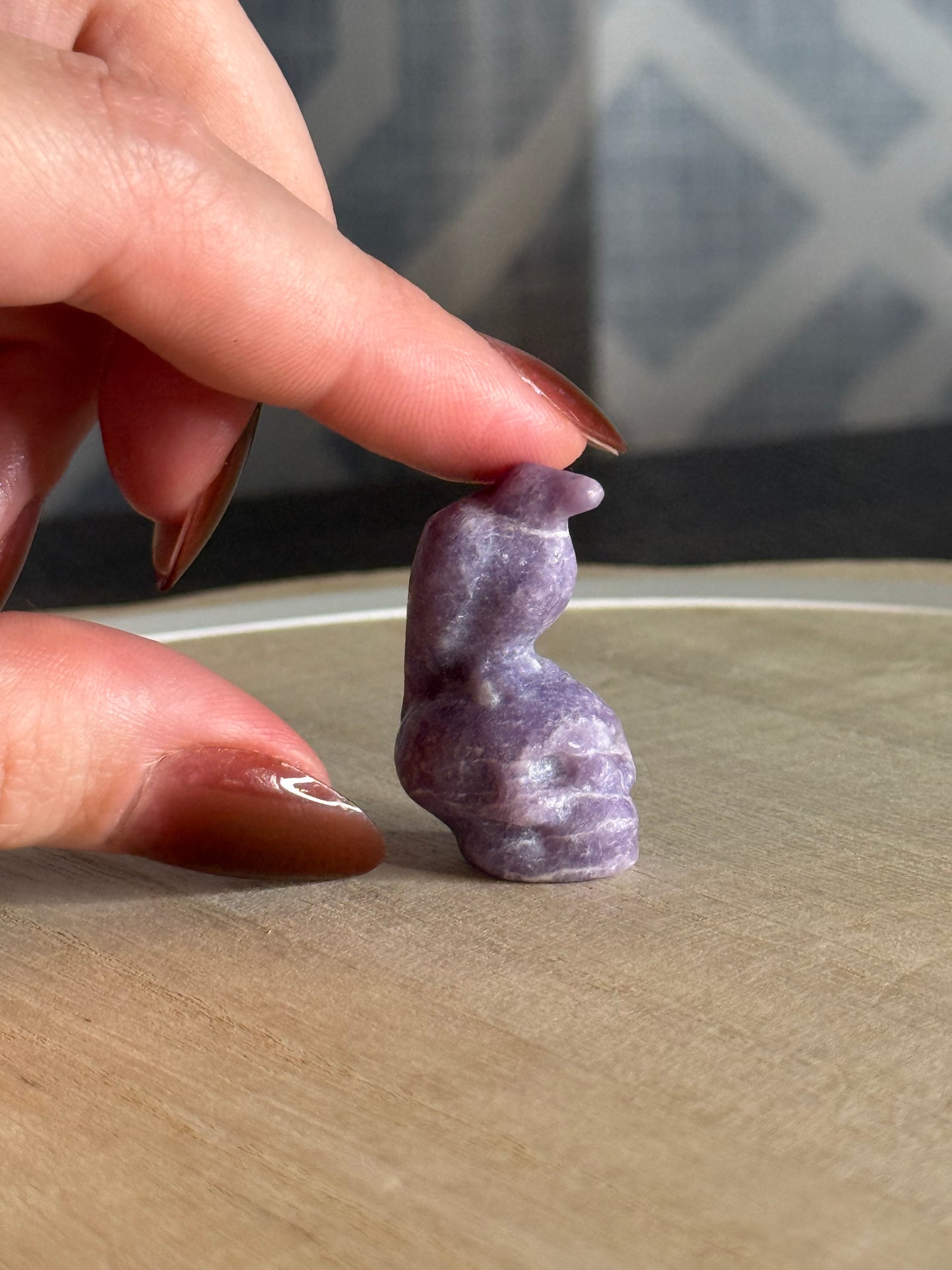 Lepidolite Crow Skull Carving