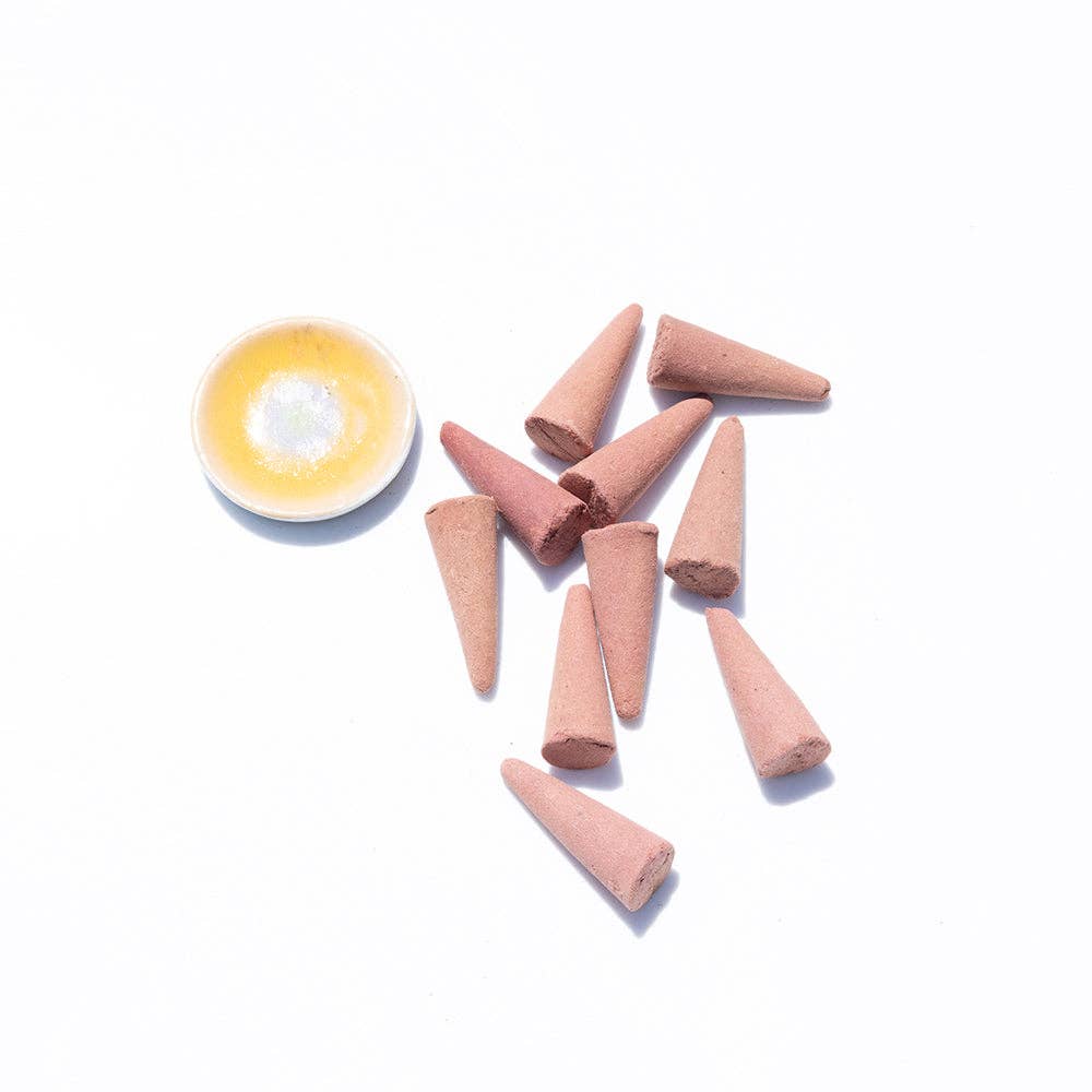 Blessings Vanilla & Marigold 22 Incense Cones and Ceramic Burner