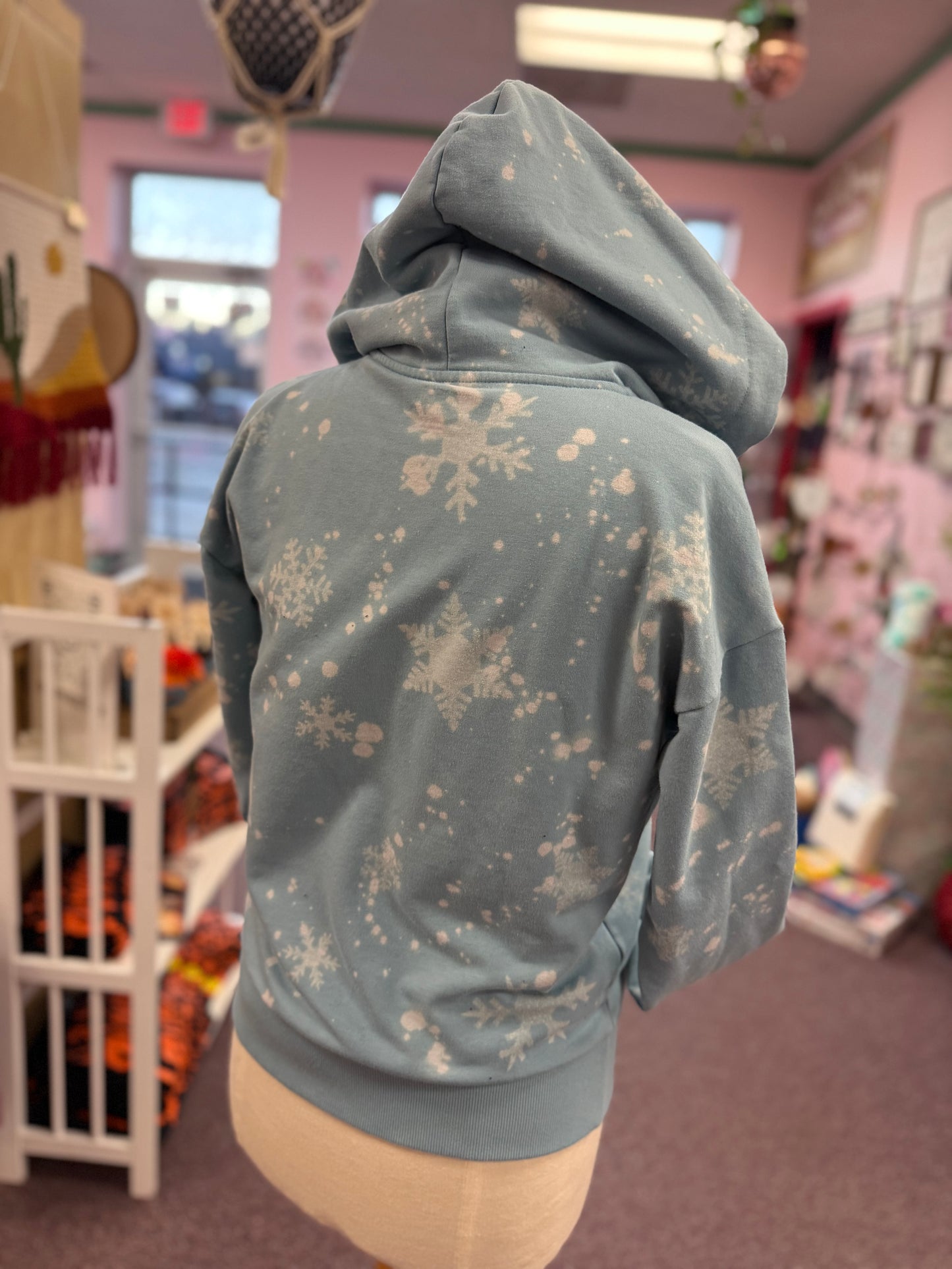 Hand Bleached Snowflake Zip Hoodie | Size Small