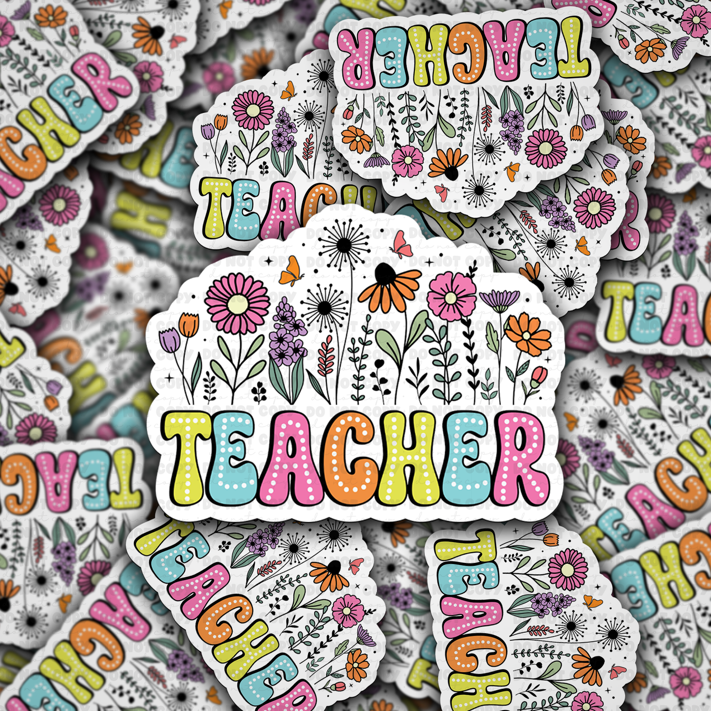 Floral Teacher Sticker
