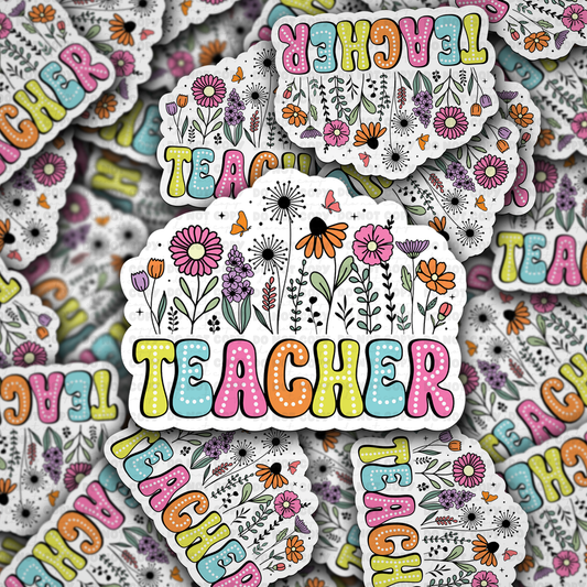 Floral Teacher Sticker