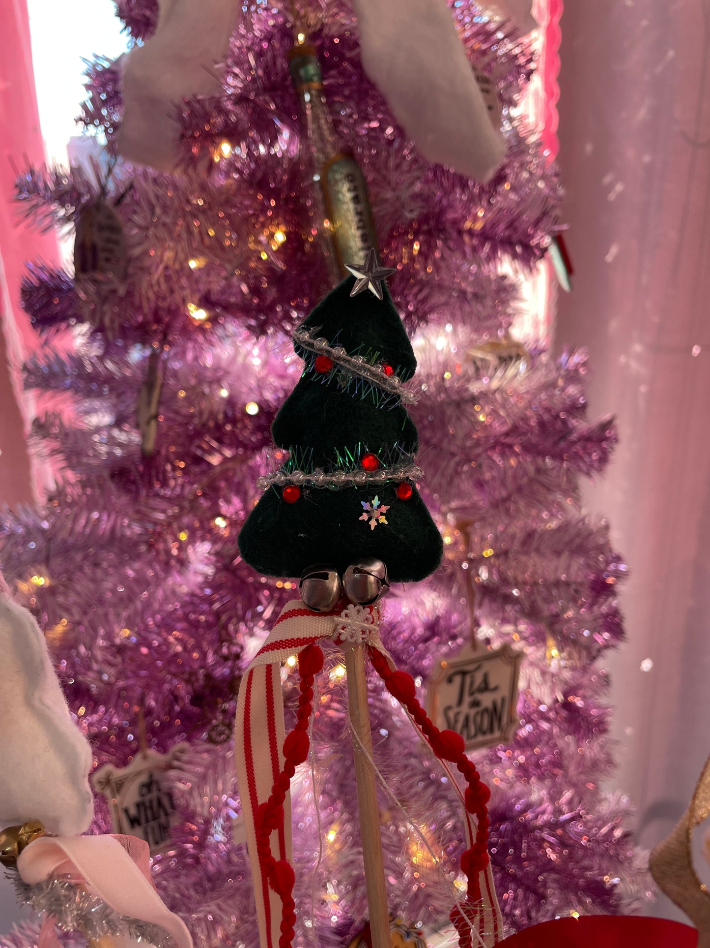 Whimsical Holiday Wand || Handcrafted Felt Santa