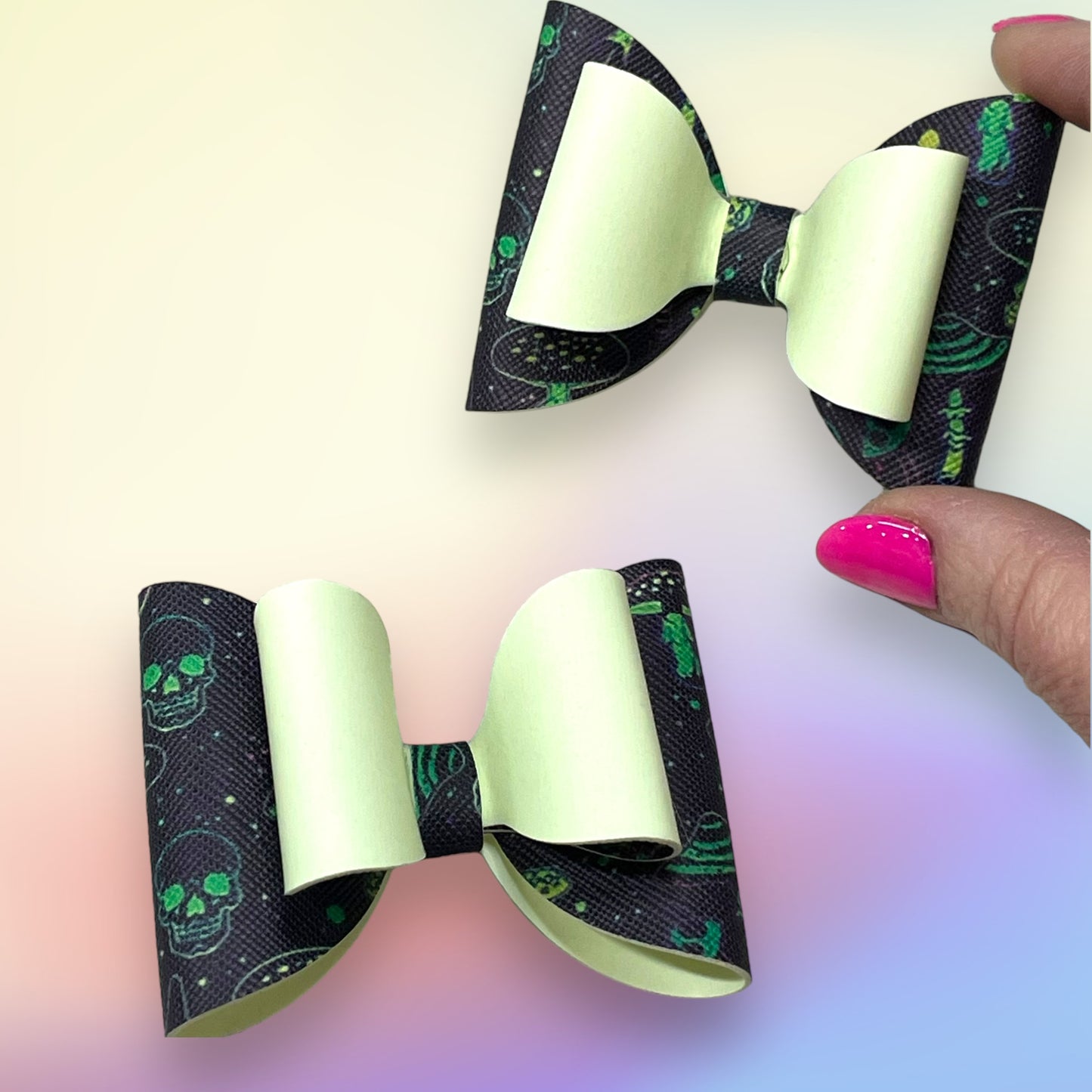 Glow in the Dark Skull & Mushroom Hair Bow