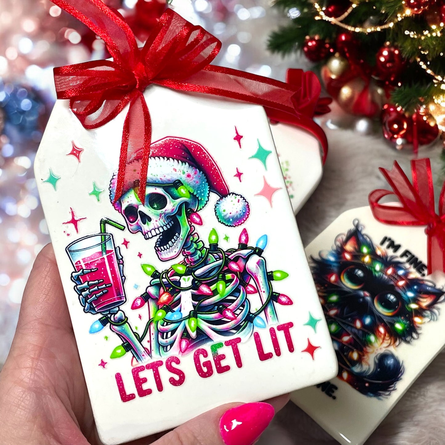 Let’s Get Lit Skeleton Ceramic Ornament