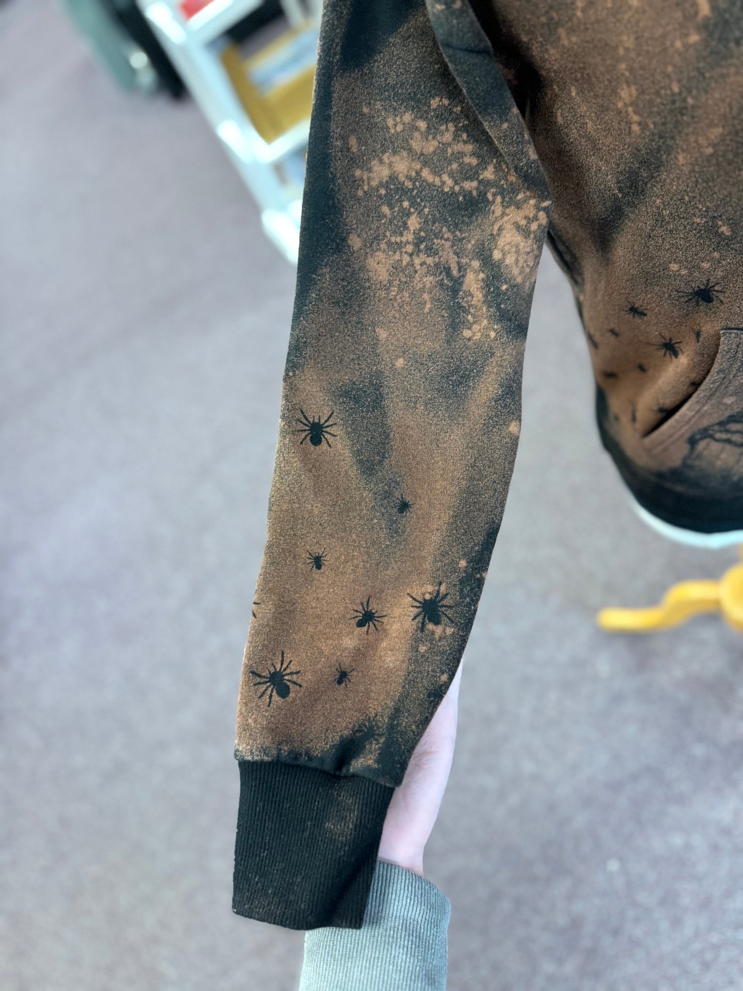 Hand Bleached Spider Zip Hoodie | Size Medium