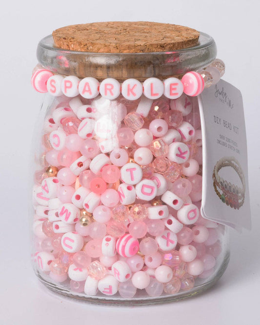 Sparkle Pink Letter Bead DIY Jewelry Jar