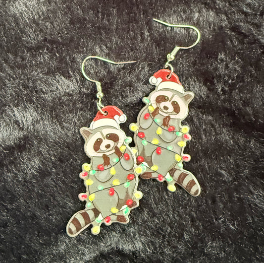 Christmas Racoon Earrings