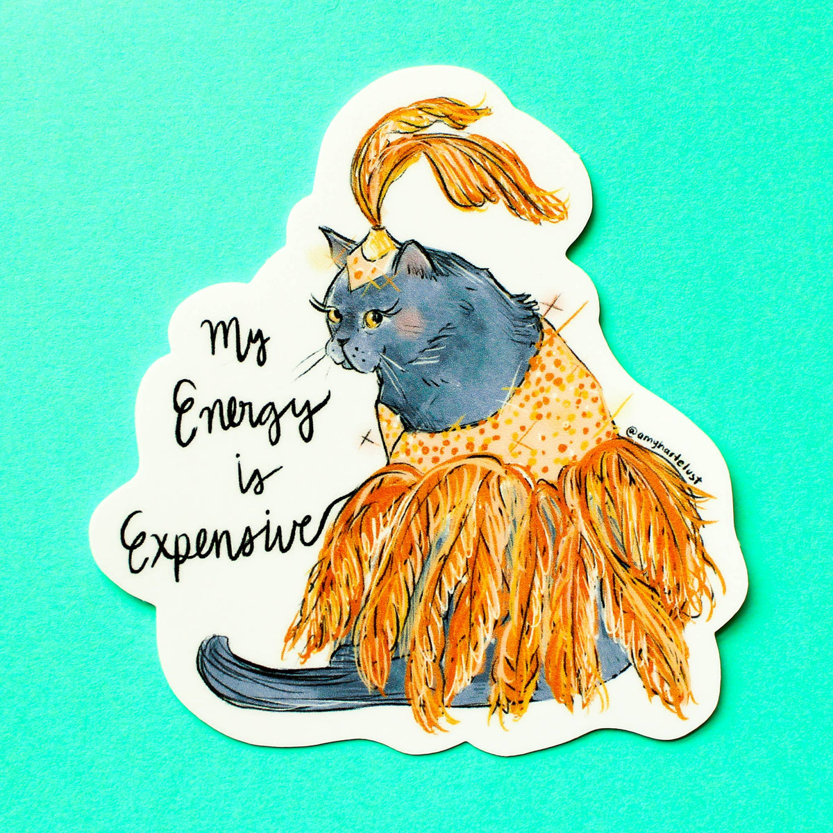 Expensive Energy Cat Vinyl Sticker
