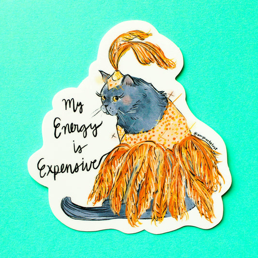 Expensive Energy Cat Vinyl Sticker