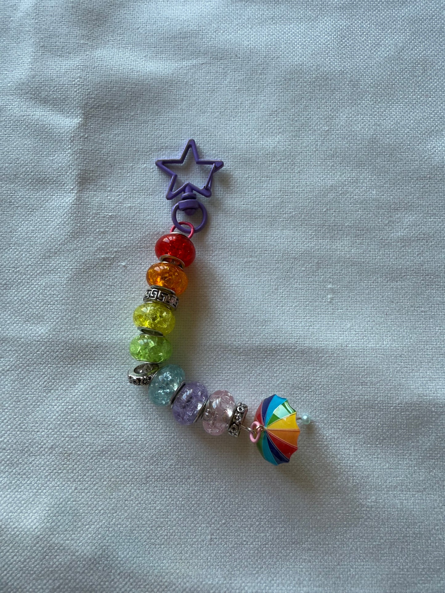 Rainbow Beaded Keychain