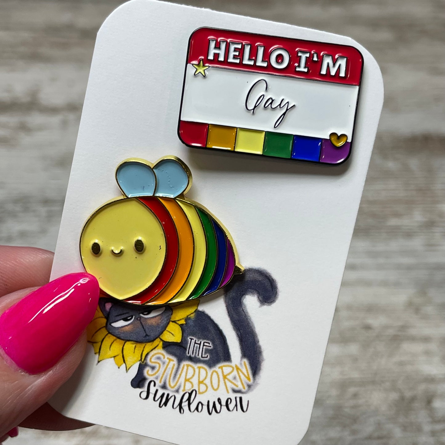 LGBT Bee & Pronoun Pin Set