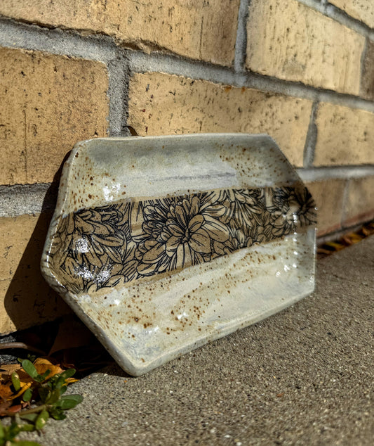 Floral Pottery Trinket Tray