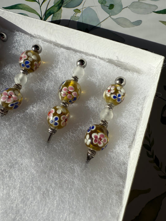 Yellow Floral 6” Appetizer Skewers