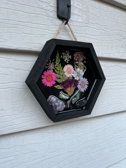 Dried Flower & Crystal Resin Wall Art