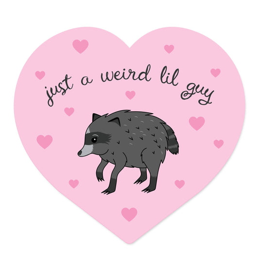 Jimothy Just A Weird Lil Guy Raccoon Heart Vinyl Sticker