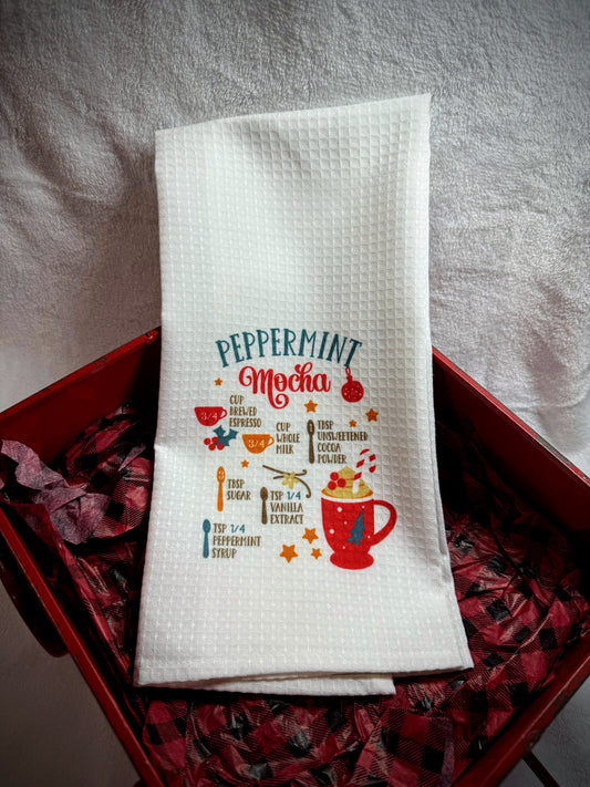 Peppermint Mocha Ingredients Kitchen Towel