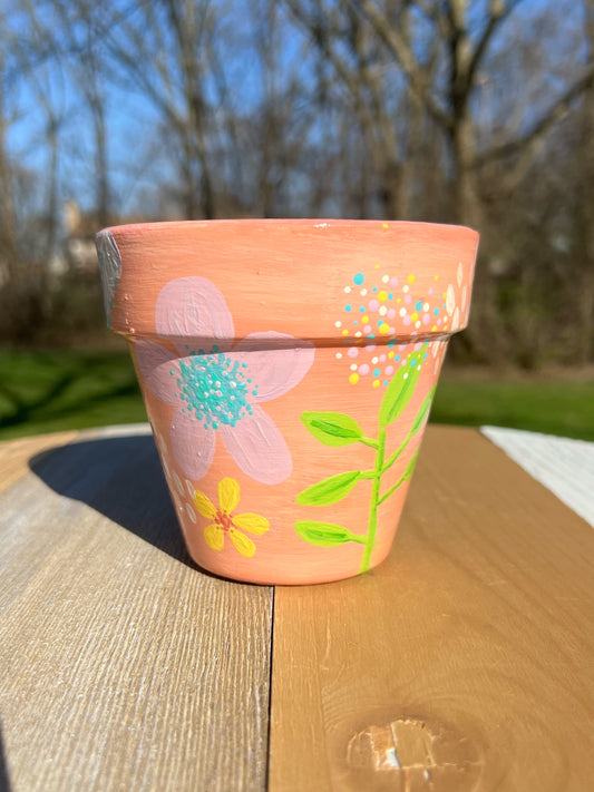 Hand painted Floral Flower Pot
