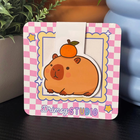 Capybara Orange Magnetic Bookmark