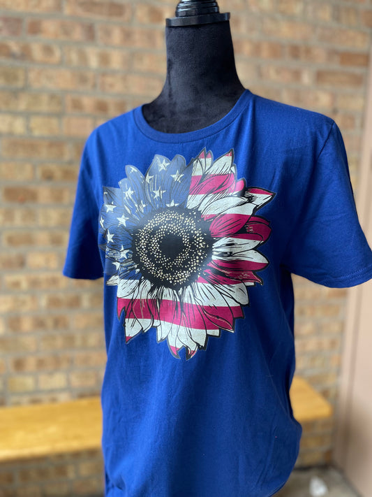 American Flag Sunflower Shirt
