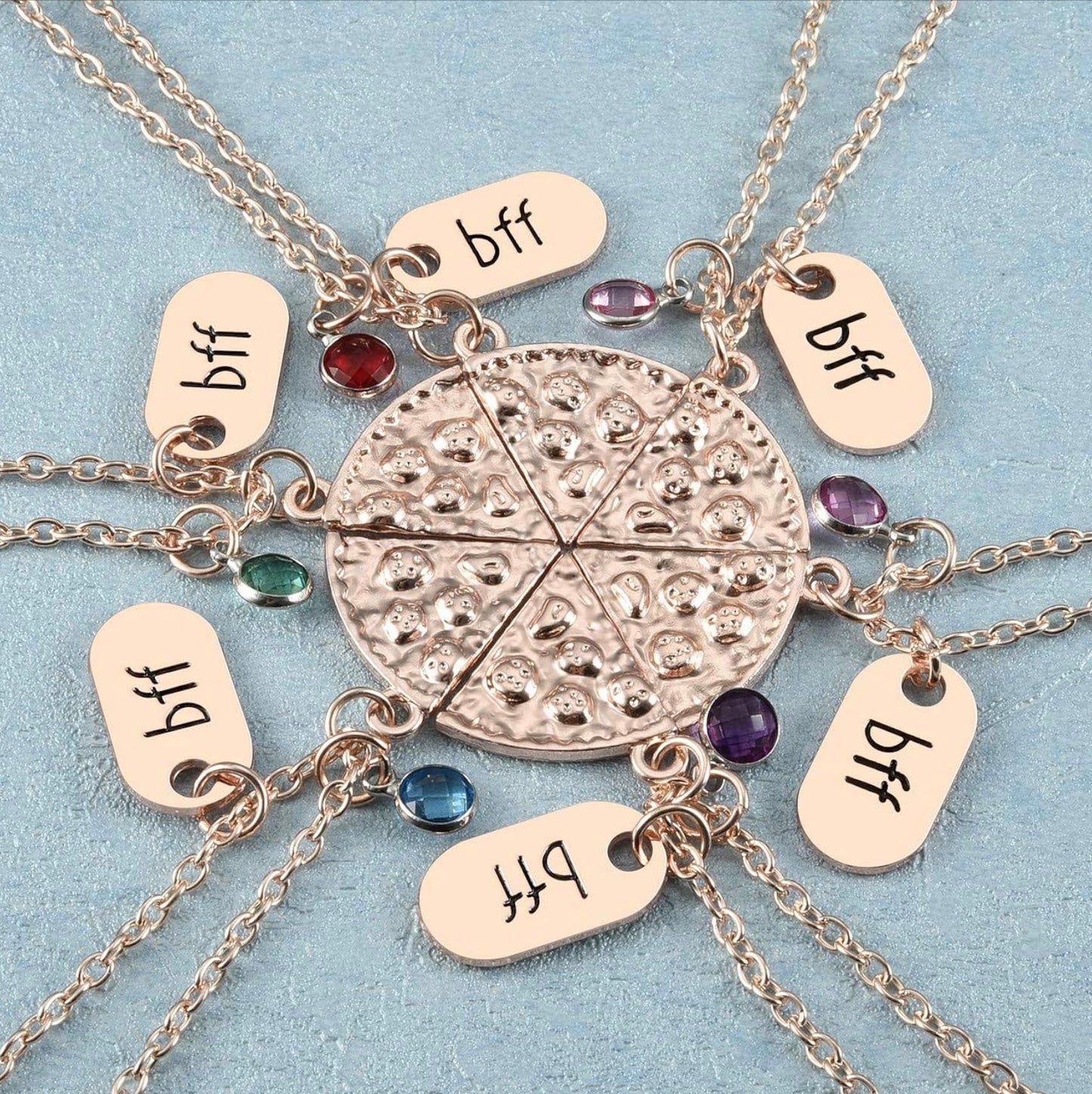 Best Friend Necklace | BFF Pizza Charm | Rose Gold