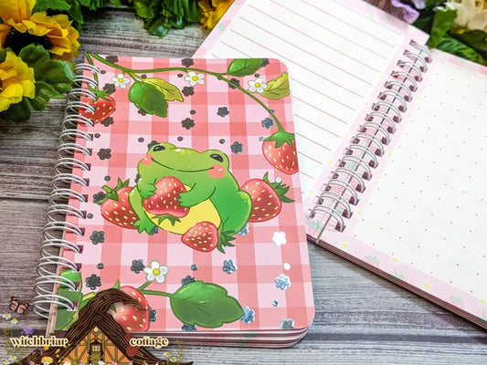 Frog Strawberry Hybrid Dot-Grid and Lined Notebook